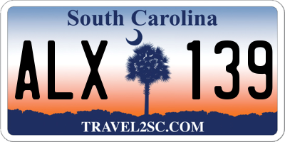 SC license plate ALX139
