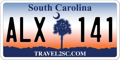 SC license plate ALX141