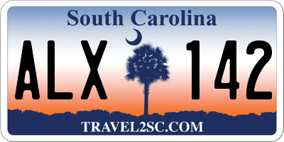 SC license plate ALX142
