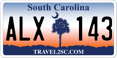 SC license plate ALX143