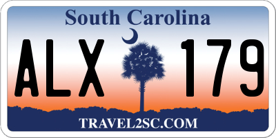 SC license plate ALX179