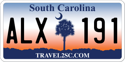SC license plate ALX191