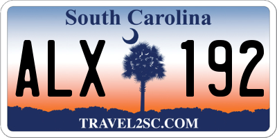 SC license plate ALX192