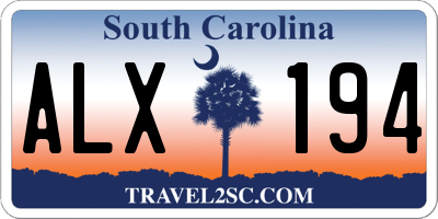 SC license plate ALX194