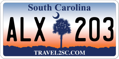 SC license plate ALX203