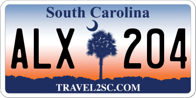 SC license plate ALX204