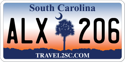 SC license plate ALX206