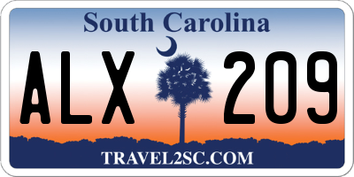 SC license plate ALX209
