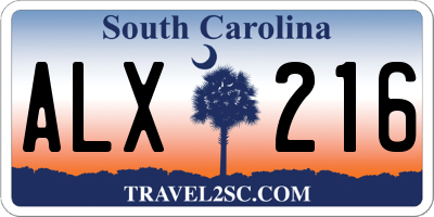 SC license plate ALX216