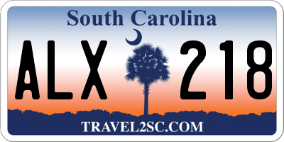 SC license plate ALX218