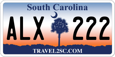 SC license plate ALX222