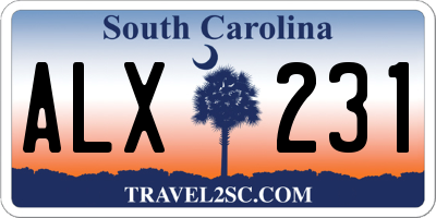 SC license plate ALX231