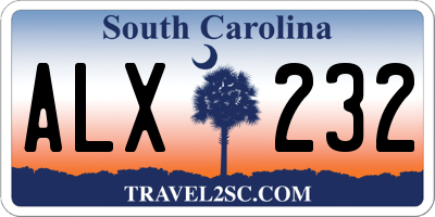 SC license plate ALX232