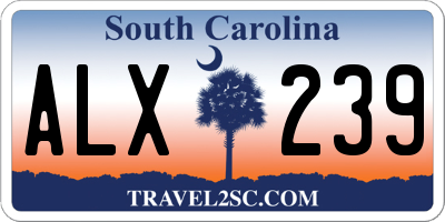 SC license plate ALX239
