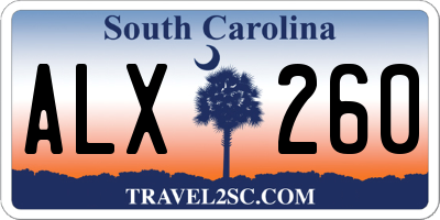 SC license plate ALX260