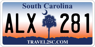 SC license plate ALX281
