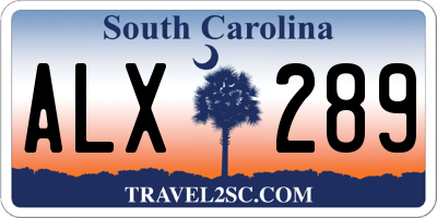 SC license plate ALX289