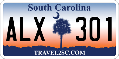 SC license plate ALX301