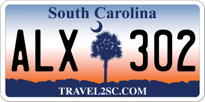 SC license plate ALX302