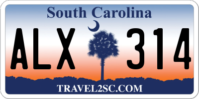 SC license plate ALX314