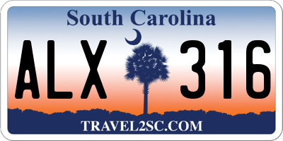 SC license plate ALX316
