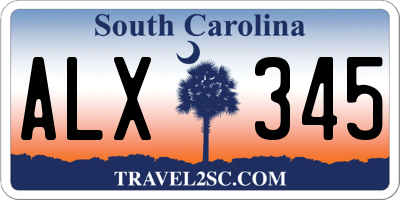 SC license plate ALX345