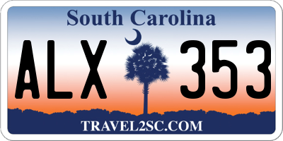 SC license plate ALX353
