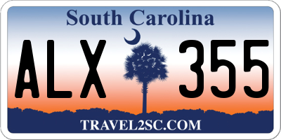 SC license plate ALX355