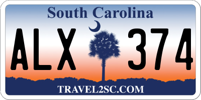 SC license plate ALX374