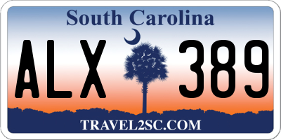 SC license plate ALX389