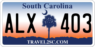 SC license plate ALX403