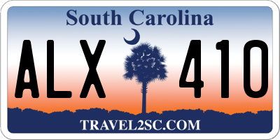 SC license plate ALX410