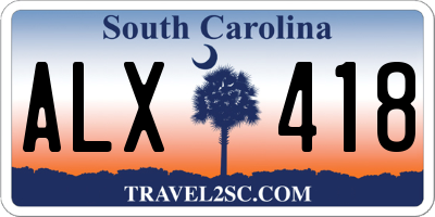 SC license plate ALX418