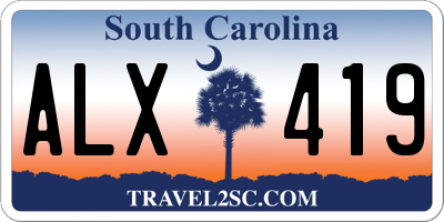 SC license plate ALX419