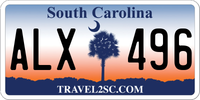SC license plate ALX496