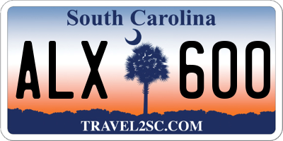 SC license plate ALX600