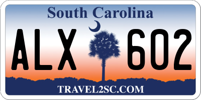 SC license plate ALX602