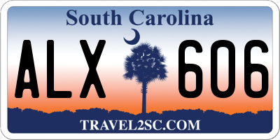 SC license plate ALX606