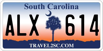 SC license plate ALX614