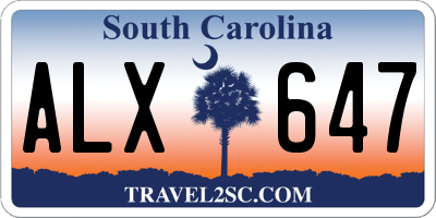 SC license plate ALX647