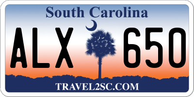 SC license plate ALX650