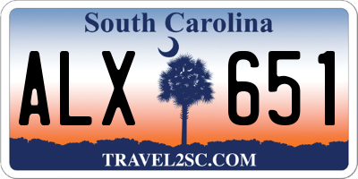 SC license plate ALX651
