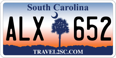 SC license plate ALX652
