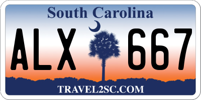 SC license plate ALX667