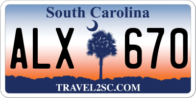 SC license plate ALX670