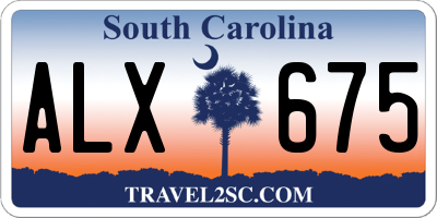 SC license plate ALX675