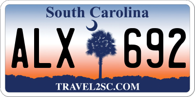 SC license plate ALX692