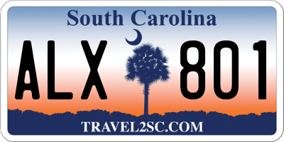 SC license plate ALX801