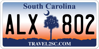 SC license plate ALX802
