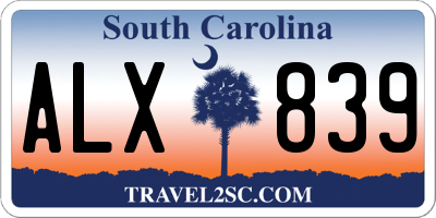 SC license plate ALX839